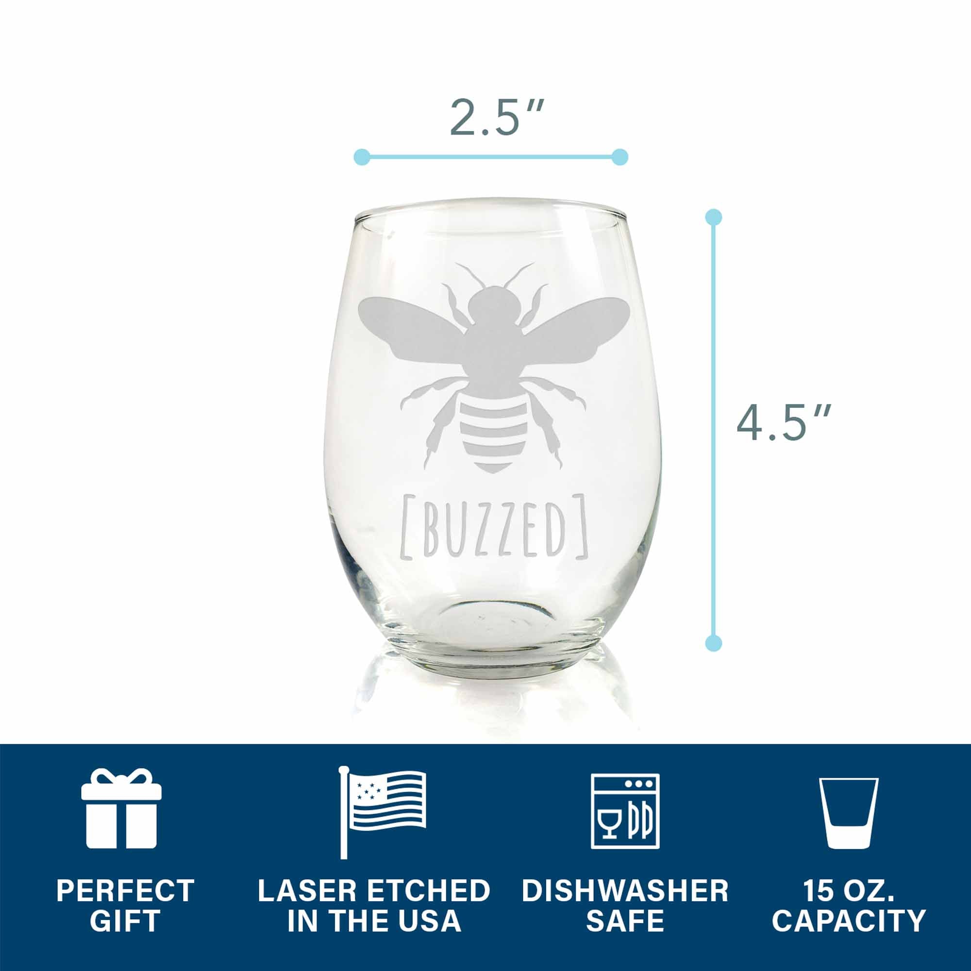 Bee Day - Funny Birthday Stemless Wine Glass for Women and Men - Bee G -  bevvee