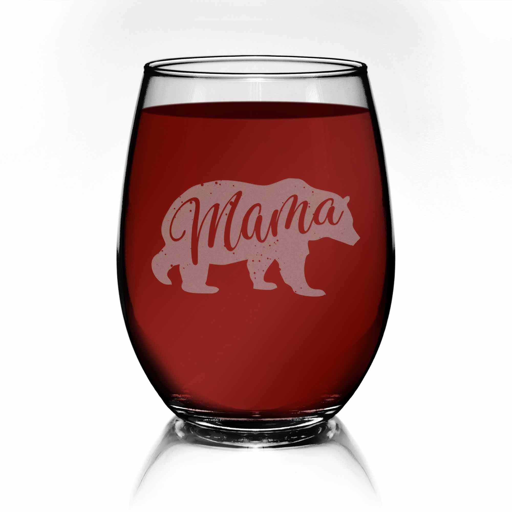 Mama bear wine glass cheap