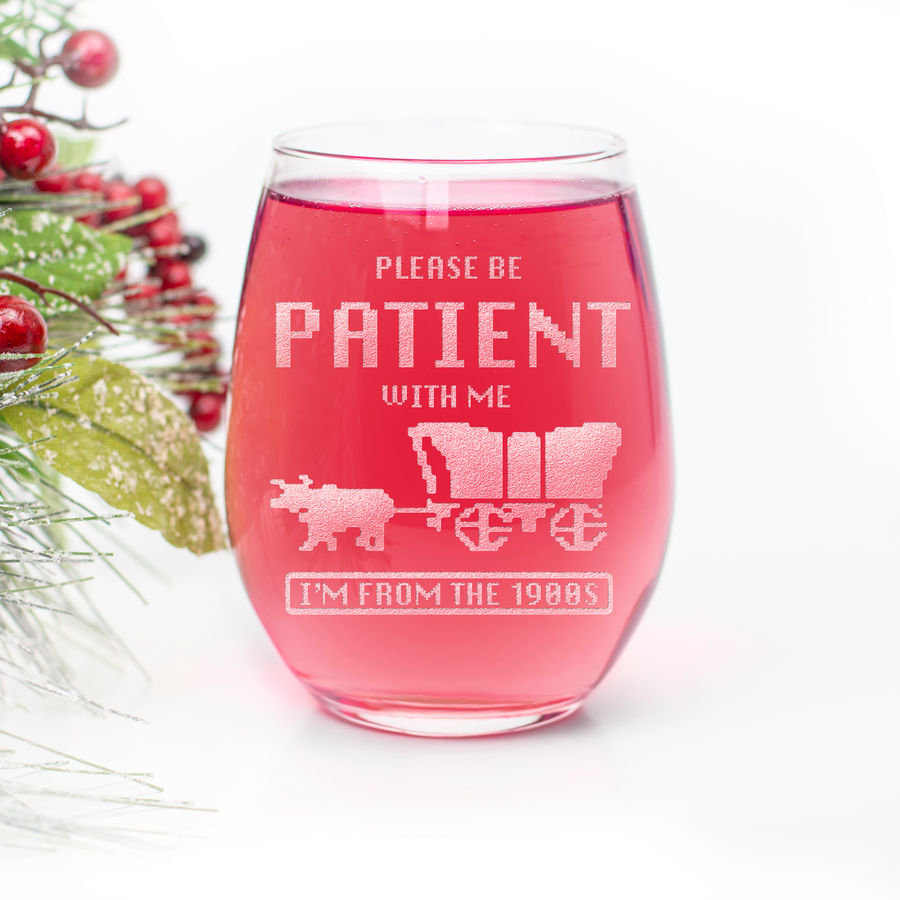 1900S Wagon Birthday Stemless Wine Glass