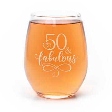 50 And Fabulous Stemless Wine Glass