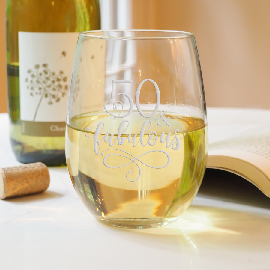 50 And Fabulous Stemless Wine Glass