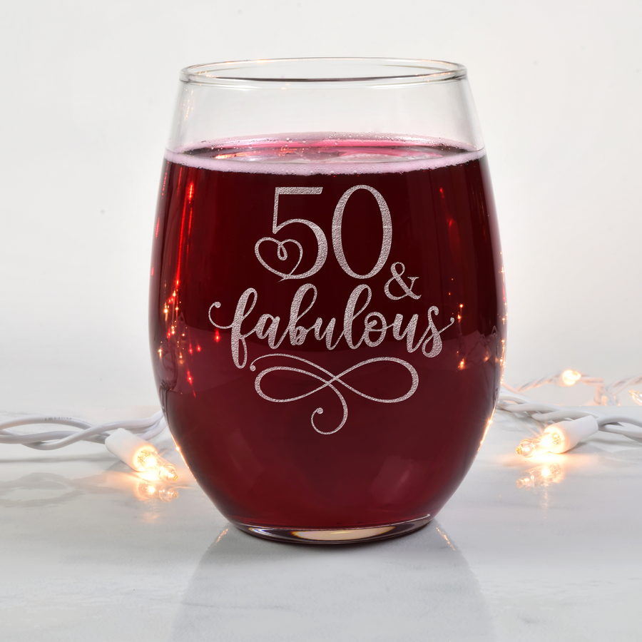 50 And Fabulous Stemless Wine Glass