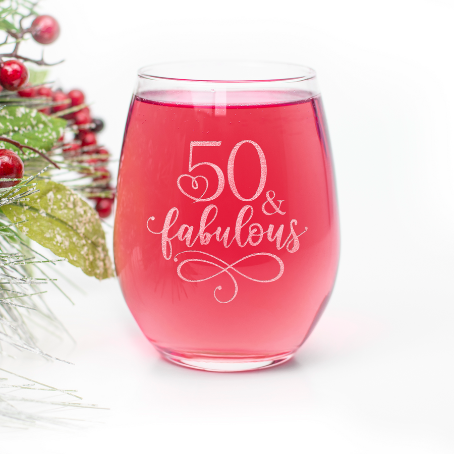 50 And Fabulous Stemless Wine Glass