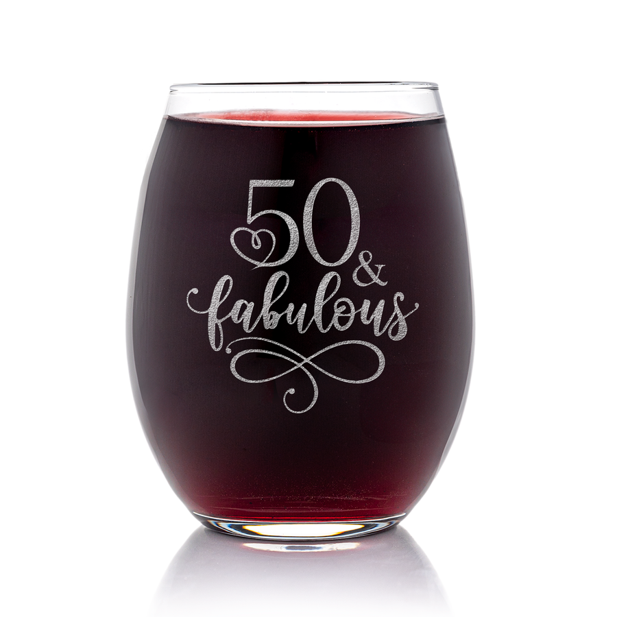 50 And Fabulous Stemless Wine Glass