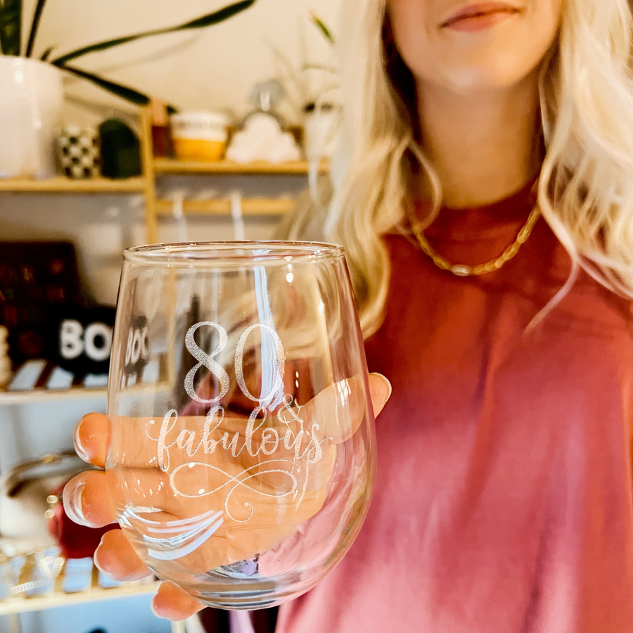 80 And Fabulous Stemless Wine Glass