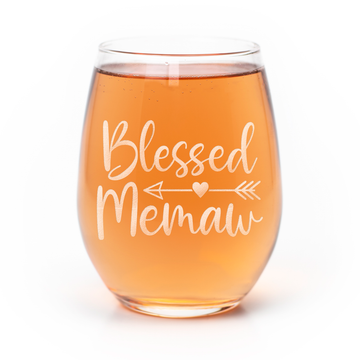 Blessed Memaw Stemless Wine Glass
