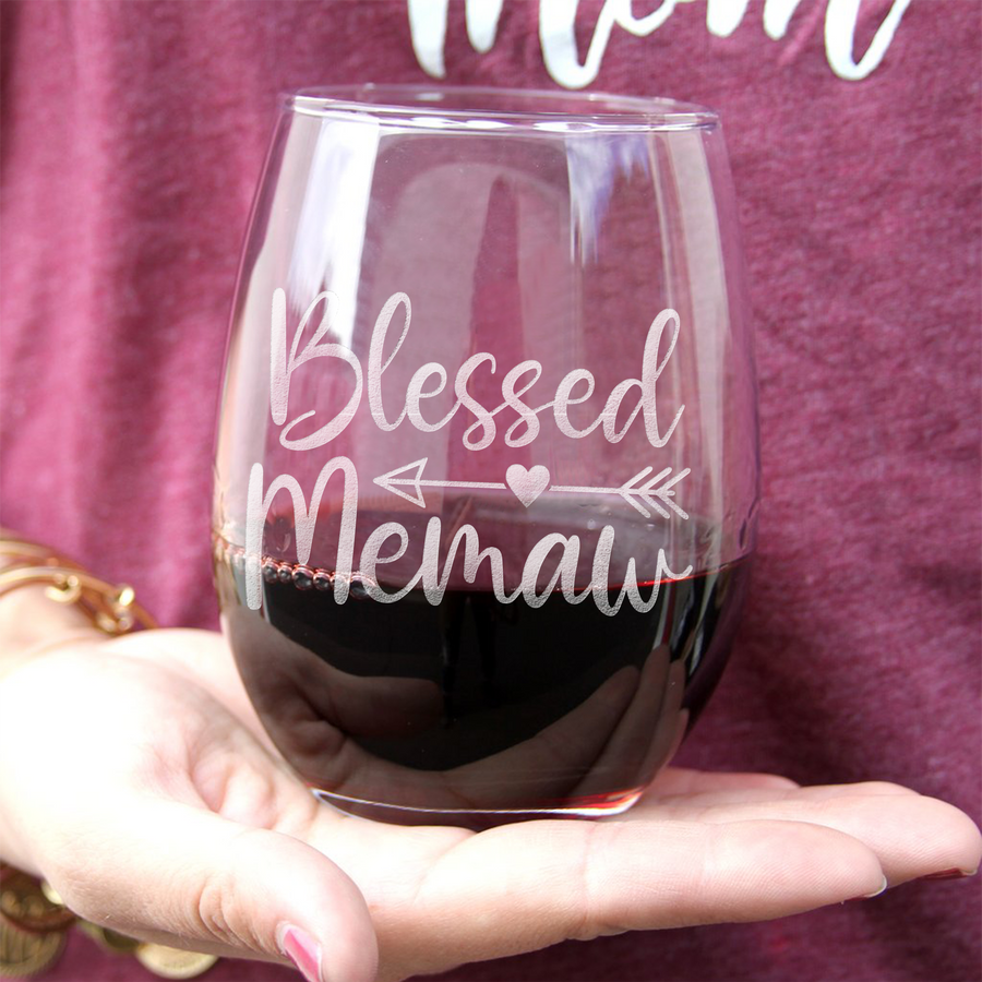 Blessed Memaw Stemless Wine Glass