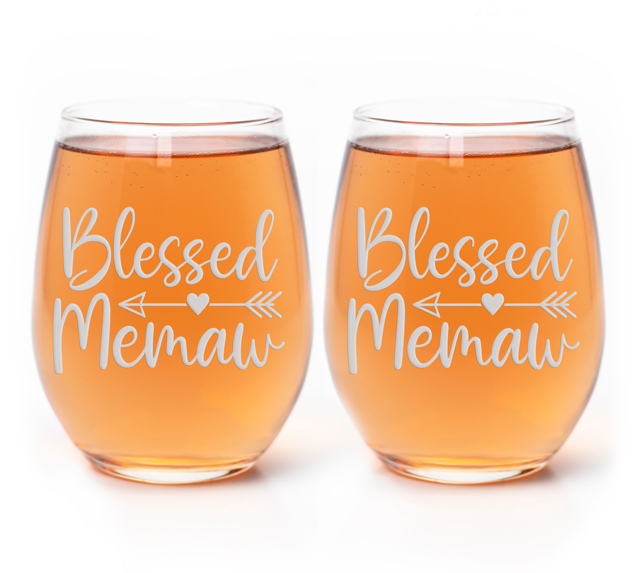 Blessed Memaw Stemless Wine Glass