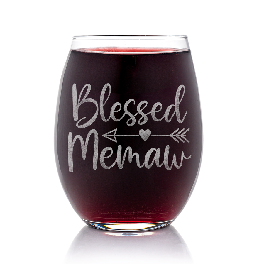 Blessed Memaw Stemless Wine Glass