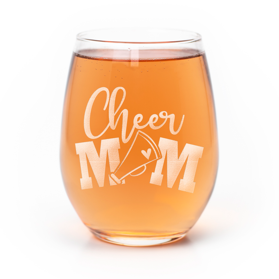Cheer Mom Stemless Wine Glass