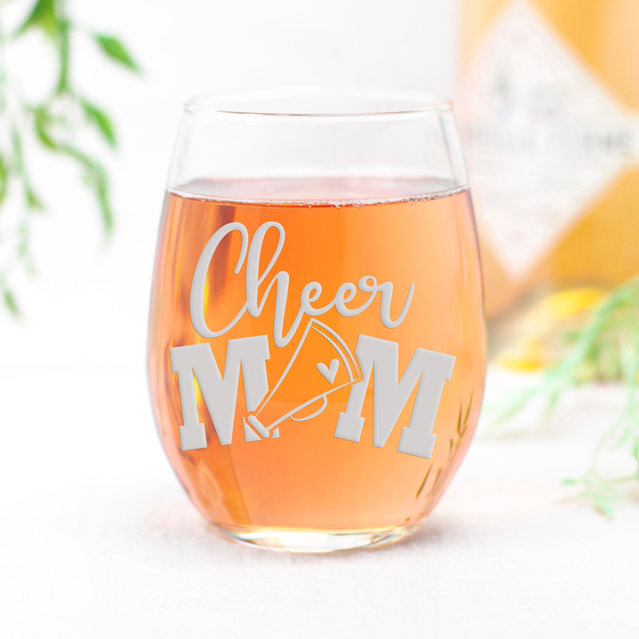 Cheer Mom Stemless Wine Glass