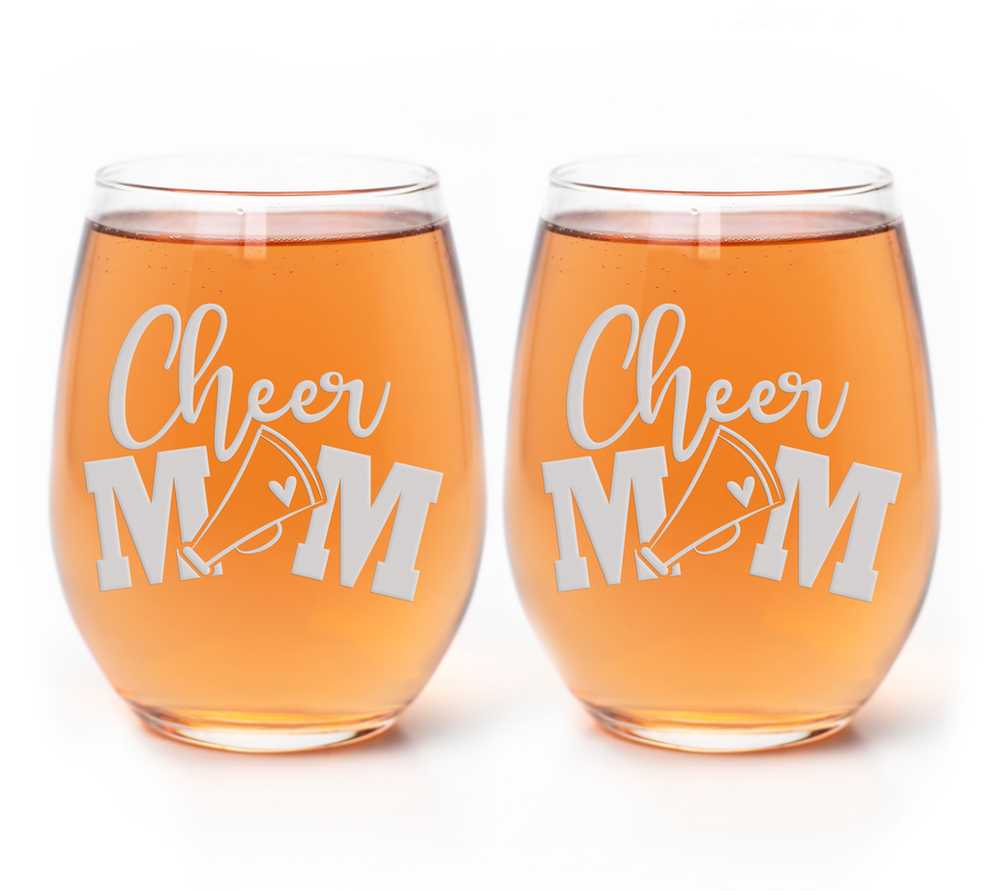 Cheer Mom Stemless Wine Glass