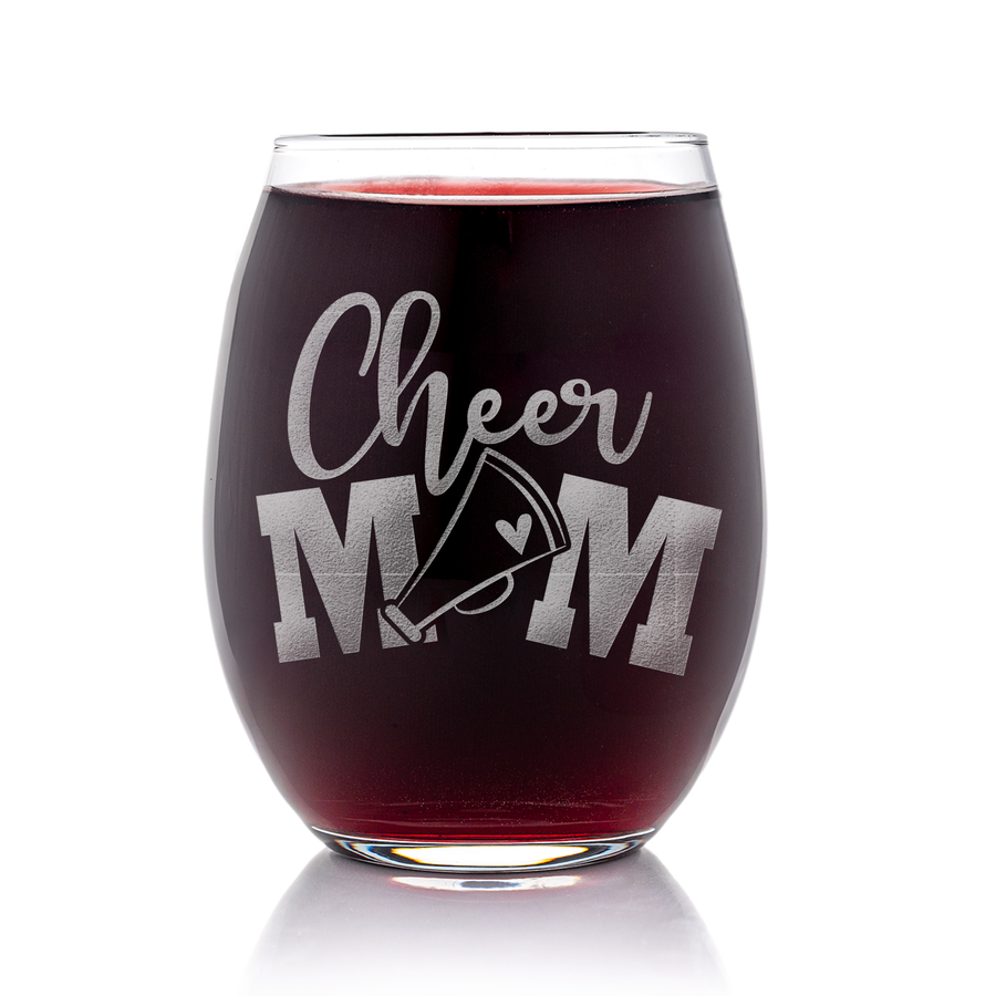 Cheer Mom Stemless Wine Glass
