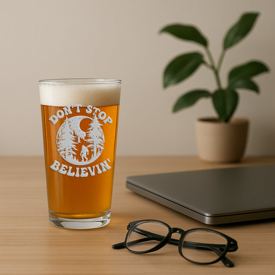 Dont Stop Big Foot Pint Glass