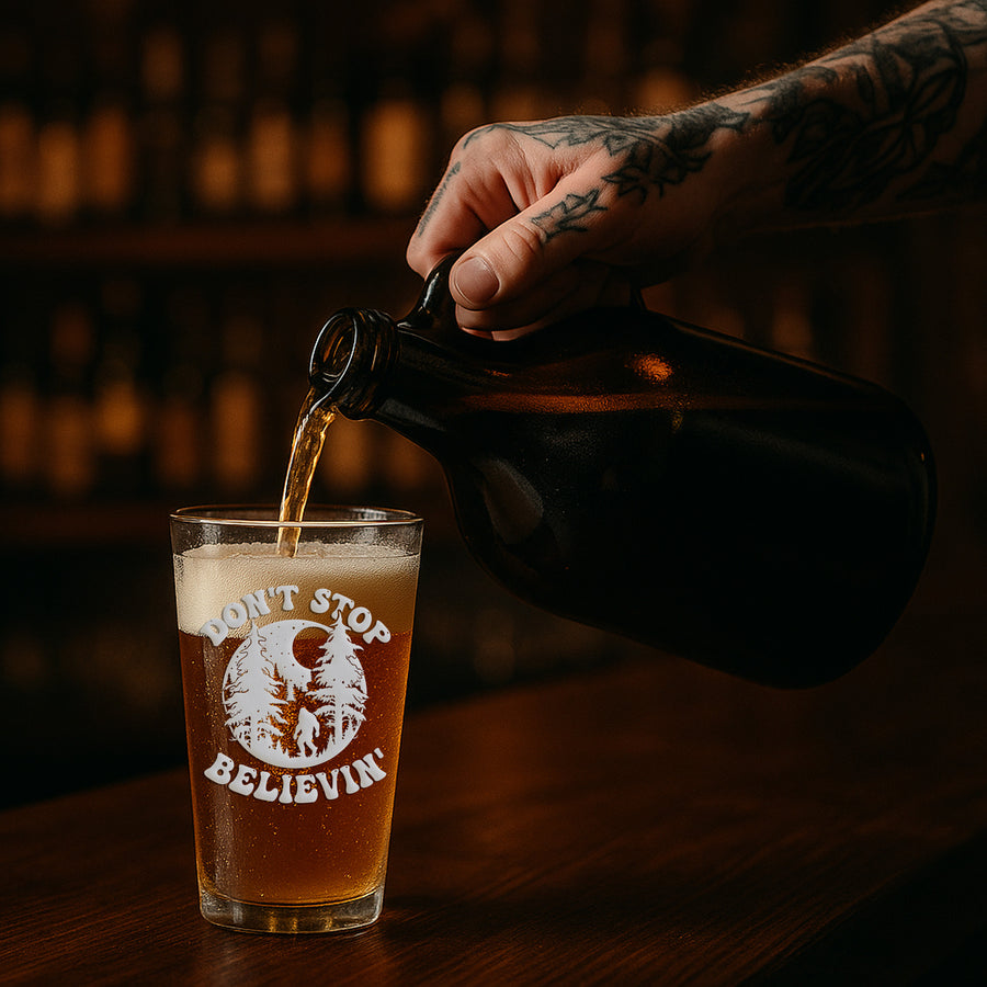 Dont Stop Big Foot Pint Glass