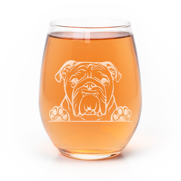English Bulldog Paws Stemless Wine Glass