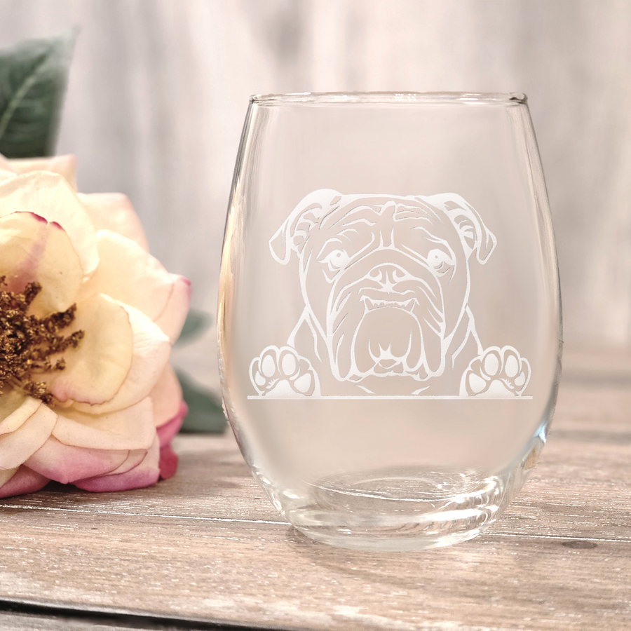 English Bulldog Paws Stemless Wine Glass