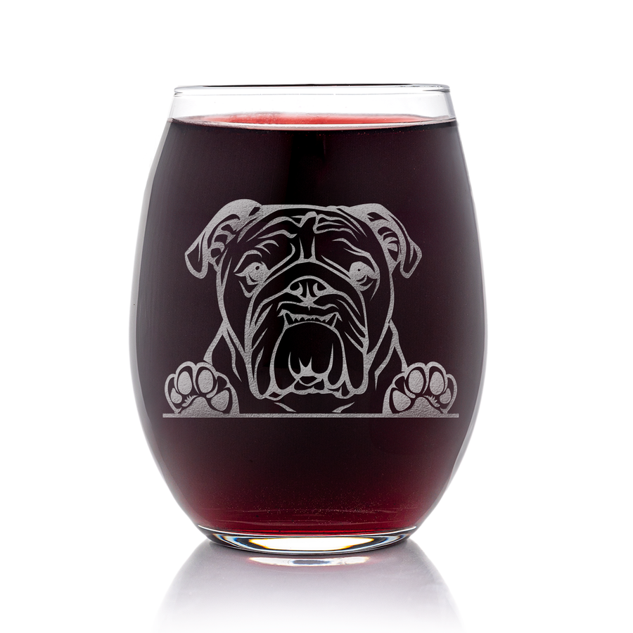 English Bulldog Paws Stemless Wine Glass