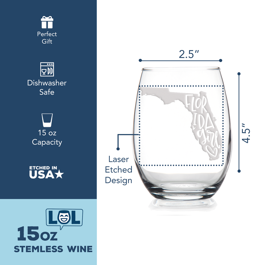 Florida Girl Stemless Wine Glass