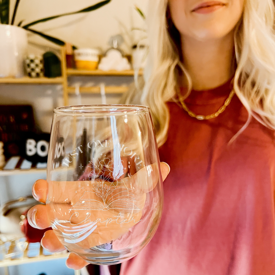Just One Chapter Stemless Wine Glass