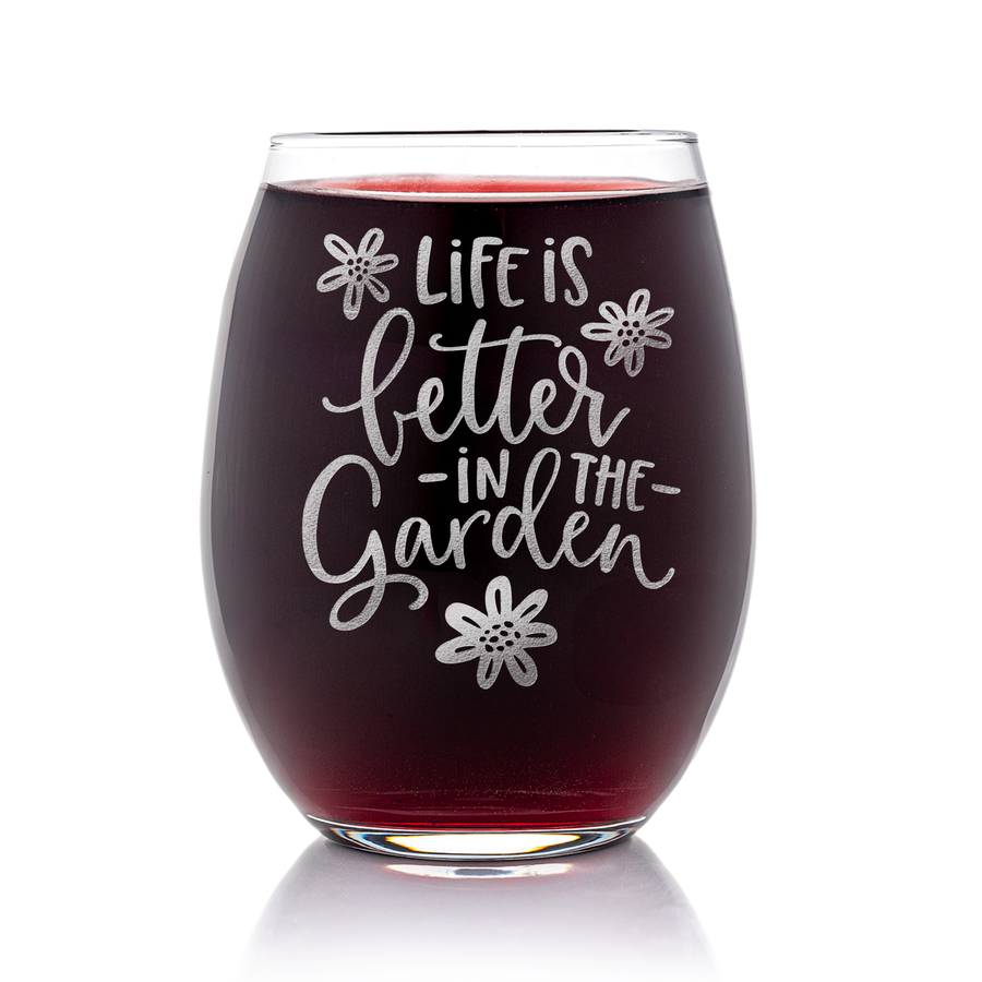 Life Better Garden Stemless Wine Glass