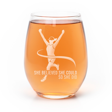 Marathon She Believed Stemless Wine Glass