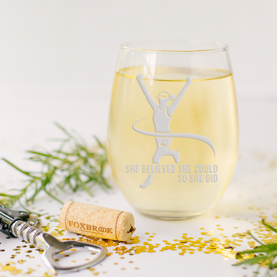 Marathon She Believed Stemless Wine Glass