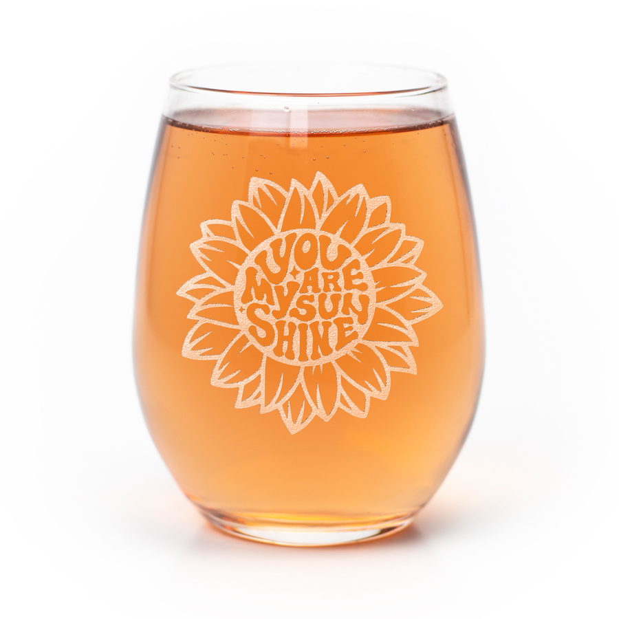 My Sunshine Sunflower Stemless Wine Glass