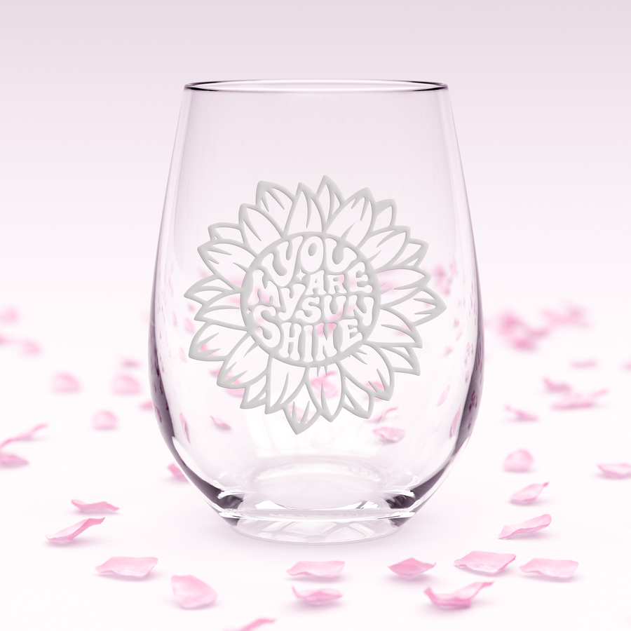 My Sunshine Sunflower Stemless Wine Glass