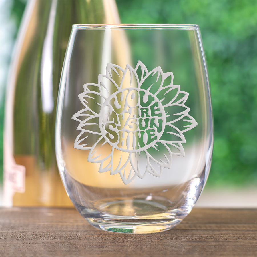 My Sunshine Sunflower Stemless Wine Glass