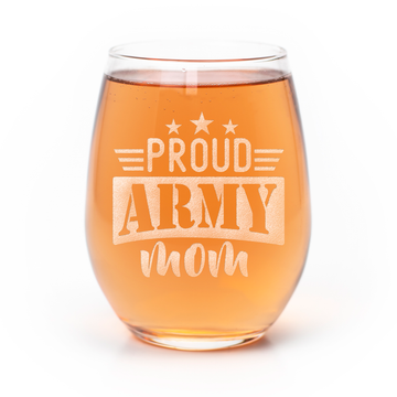 Proud Army Mom Stemless Wine Glass