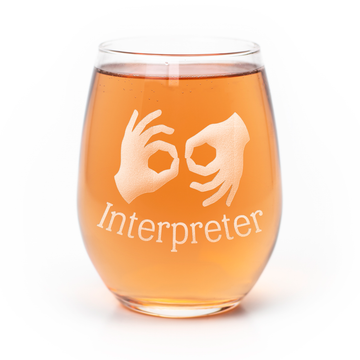 Sign Language Interpreter Stemless Wine Glass