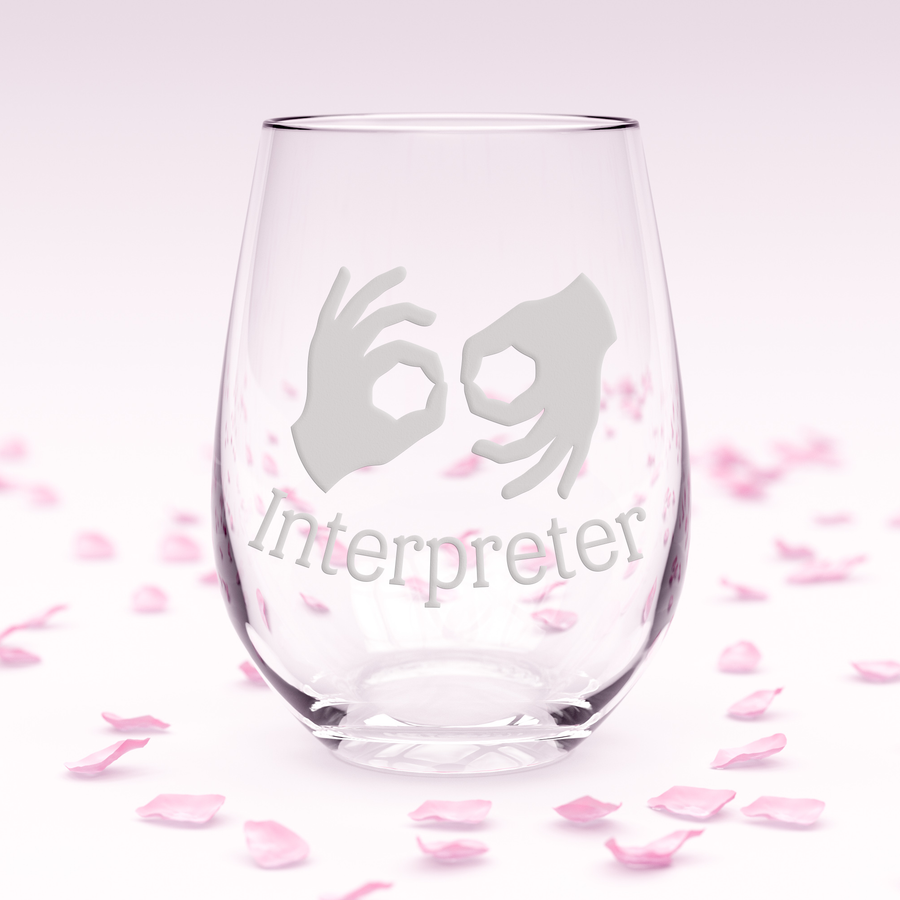 Sign Language Interpreter Stemless Wine Glass