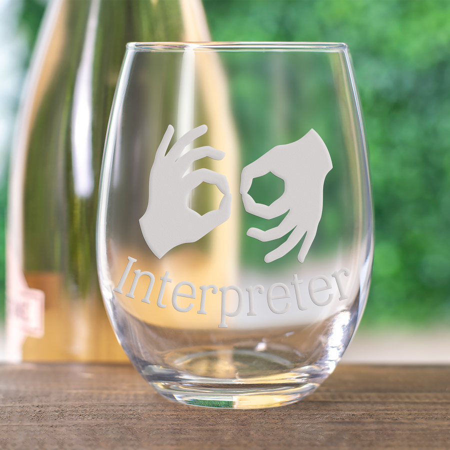Sign Language Interpreter Stemless Wine Glass