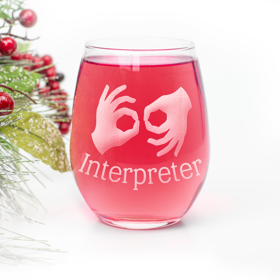Sign Language Interpreter Stemless Wine Glass