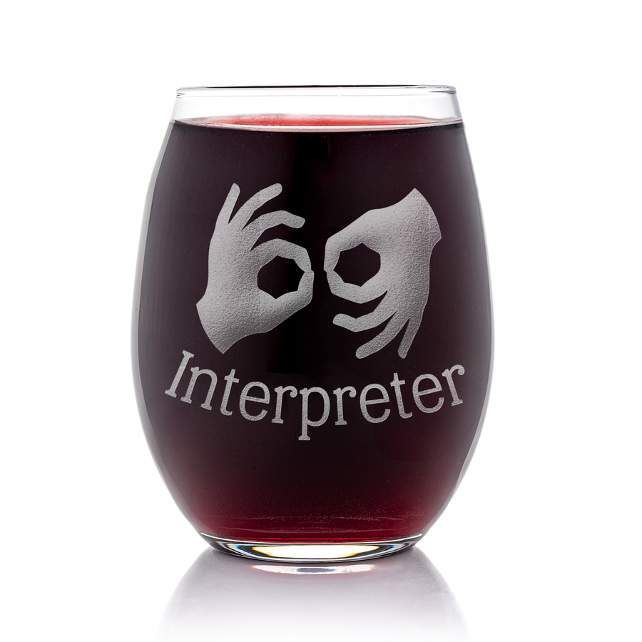 Sign Language Interpreter Stemless Wine Glass