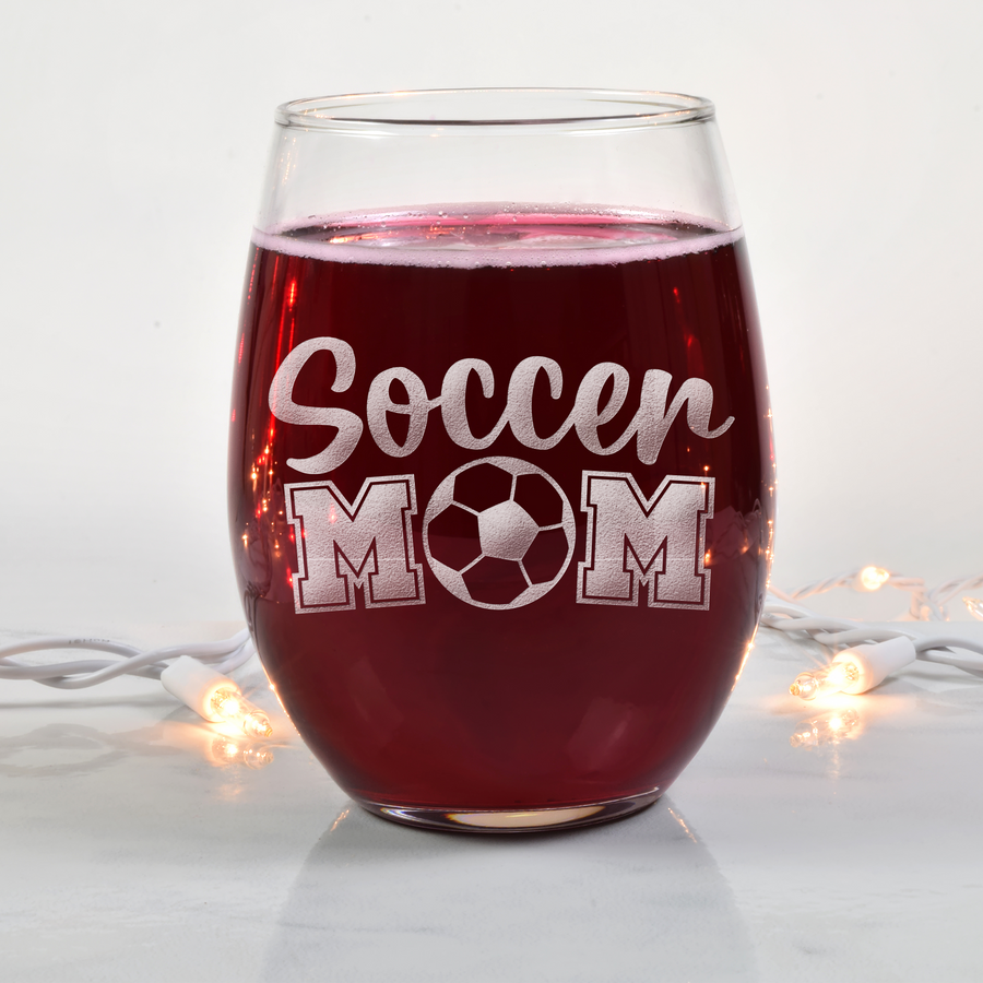 Soccer Mom Full Ball Stemless Wine Glass