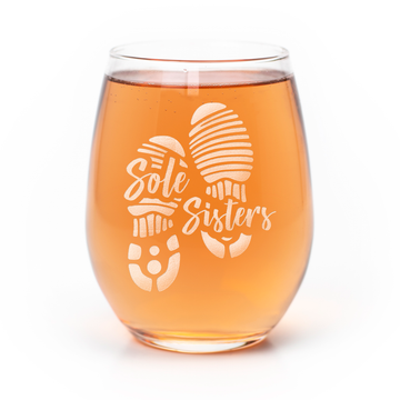 Sole Sisters Running Stemless Wine Glass