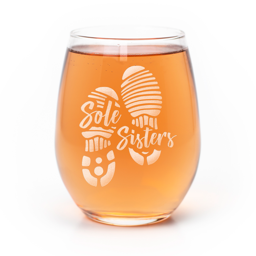 Sole Sisters Running Stemless Wine Glass