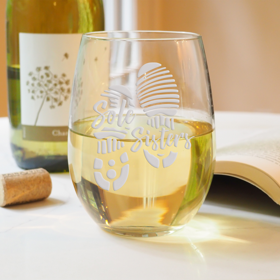Sole Sisters Running Stemless Wine Glass