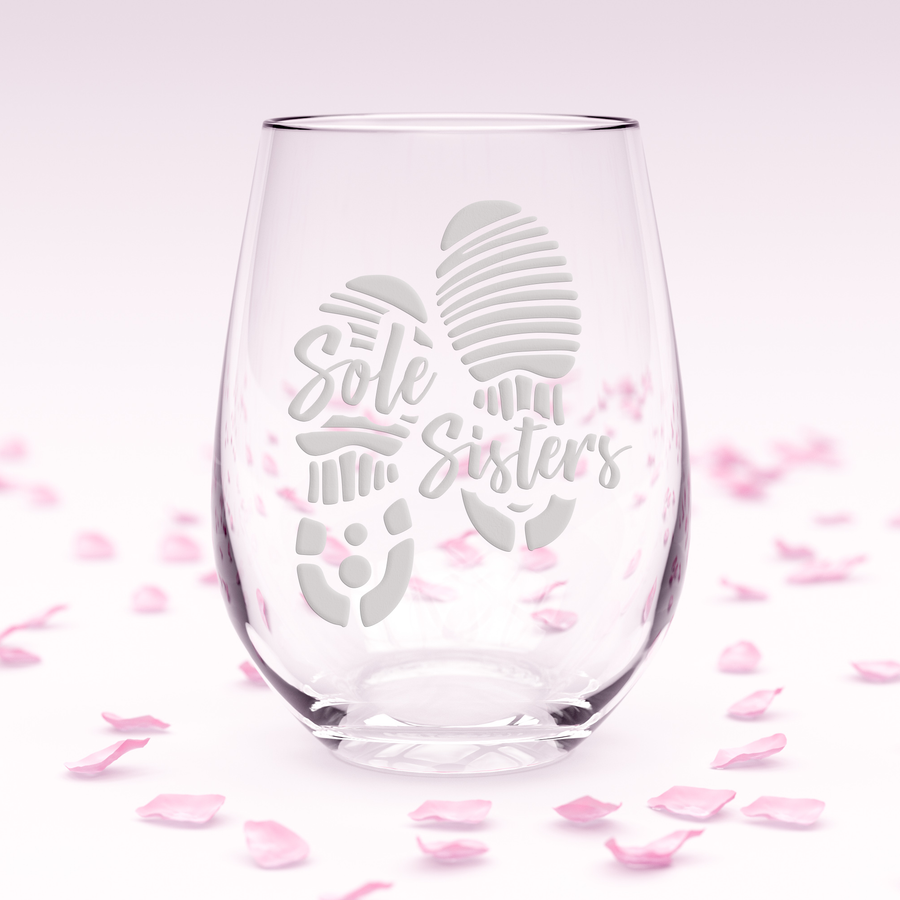 Sole Sisters Running Stemless Wine Glass