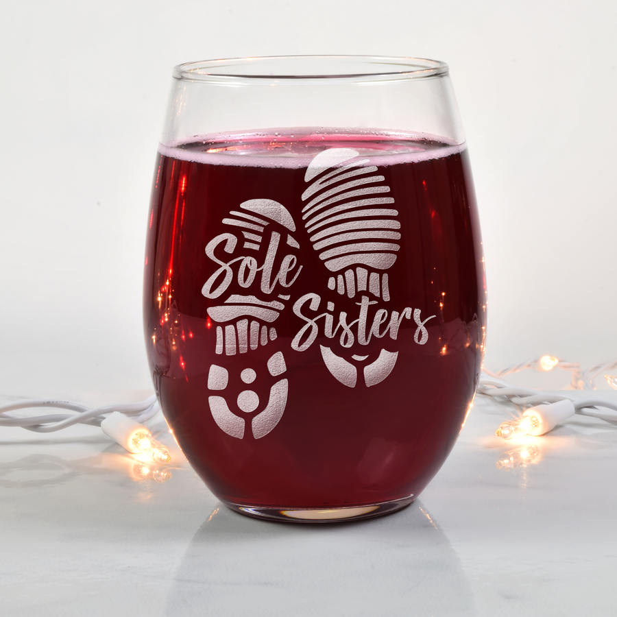 Sole Sisters Running Stemless Wine Glass