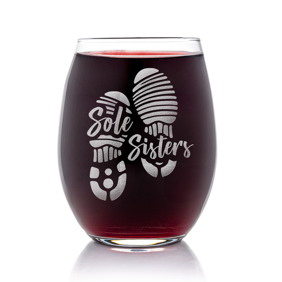 Sole Sisters Running Stemless Wine Glass