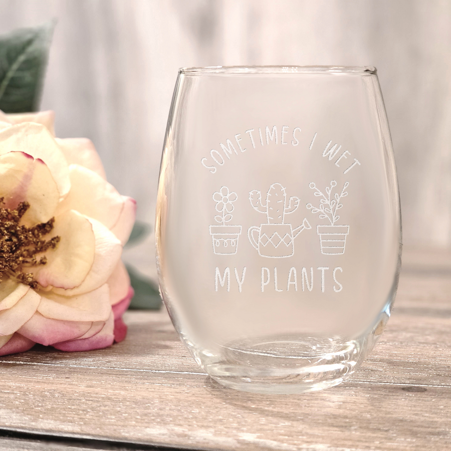Sometimes Wet Plants Stemless Wine Glass