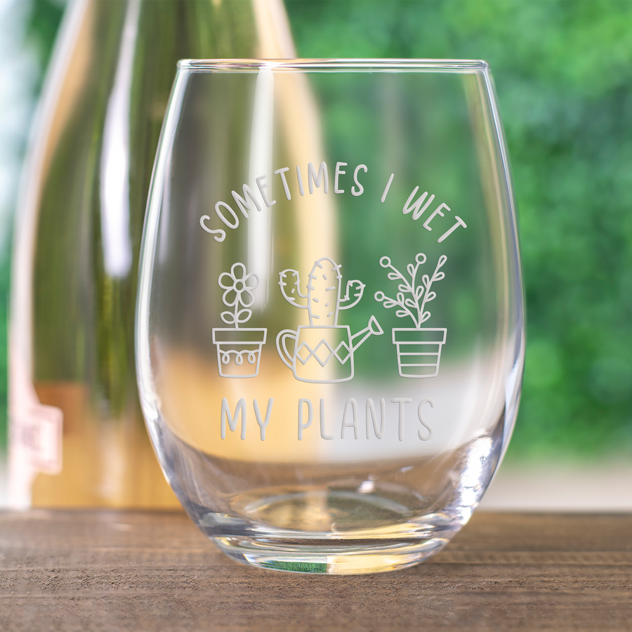 Sometimes Wet Plants Stemless Wine Glass