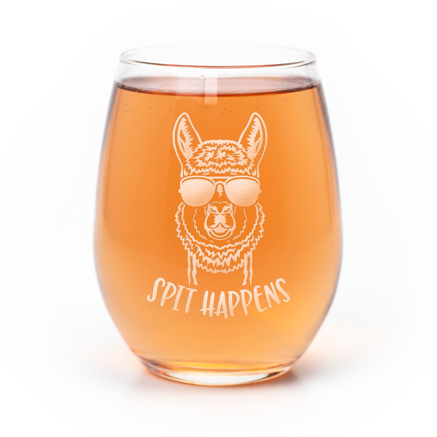 Spit Happens Alpaca Stemless Wine Glass
