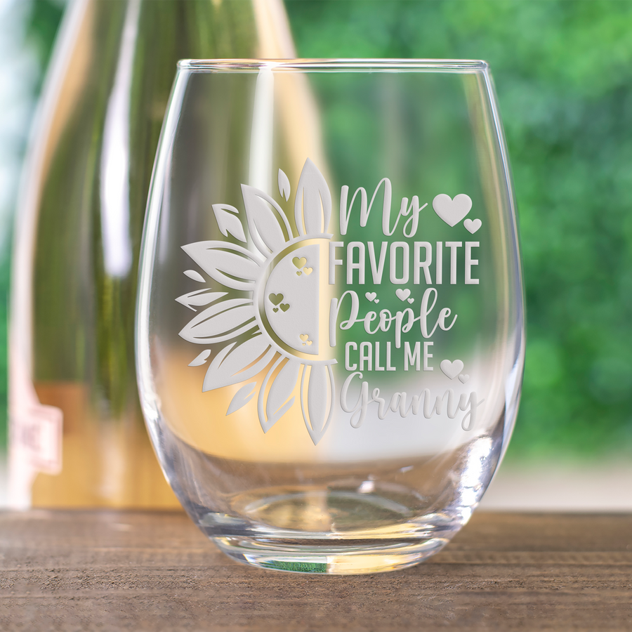 Sunflower Favorite Granny Stemless Wine Glass
