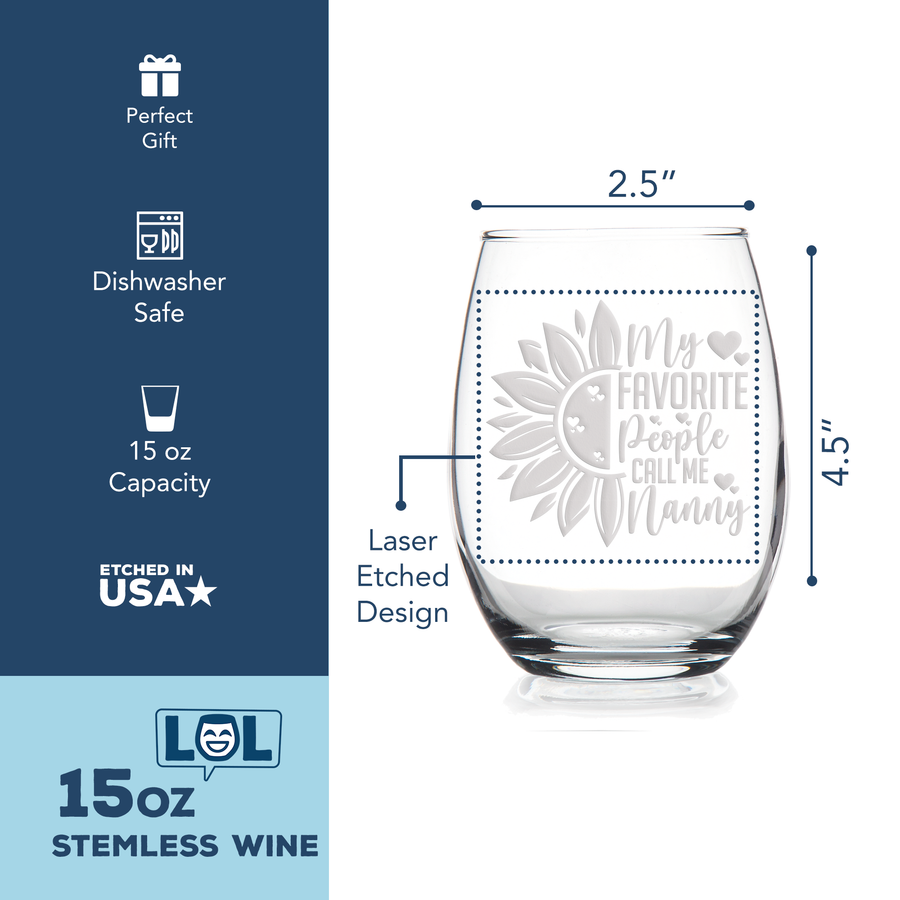 Sunflower Favorite Nanny Stemless Wine Glass