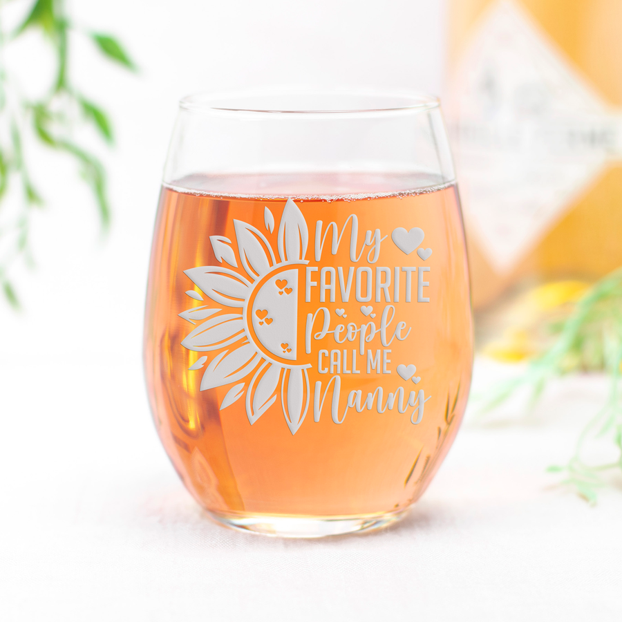 Sunflower Favorite Nanny Stemless Wine Glass