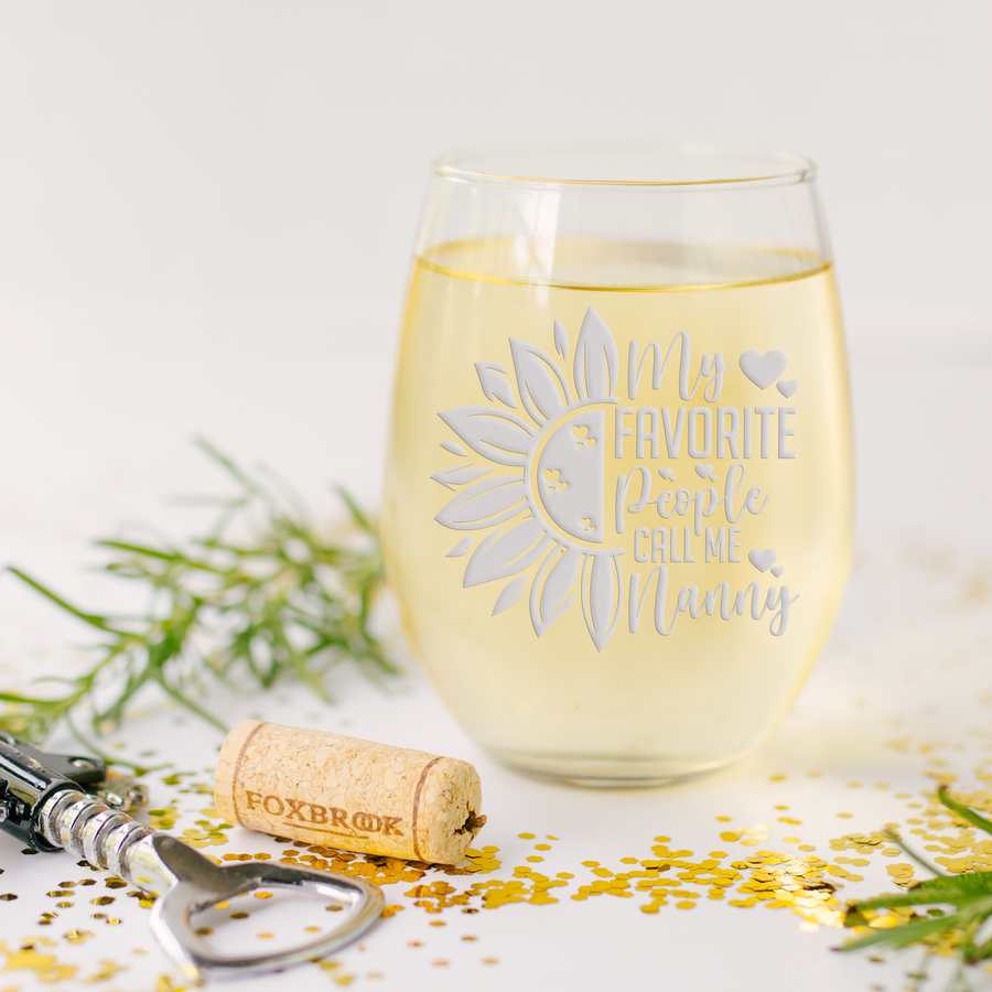 Sunflower Favorite Nanny Stemless Wine Glass